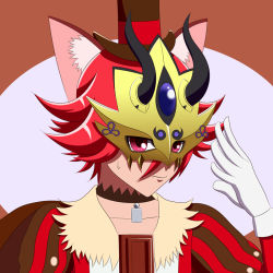 Rule 34 | 1girl, animal ears, cat ears, cure chocolat, fate/grand order, fate (series), hat, holding, kenjou akira, kirakira precure a la mode, magical girl, mask, mini hat, pink eyes, precure, prince of lan ling (fate), red hair, voice actor connection