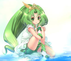 Rule 34 | 10s, 1girl, bike shorts, bike shorts under skirt, bridal gauntlets, choker, cure march, cure march (princess form), dress, green dress, green eyes, green hair, green shorts, green skirt, green theme, high heels, long hair, magical girl, matching hair/eyes, midorikawa nao, partially submerged, ponytail, precure, shoes, shorts, shorts under skirt, sitting, skirt, smile, smile precure!, solo, sora to umi, tiara, tri tails, very long hair, water