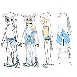 Rule 34 | androgynous, belt, character sheet, colored eyelashes, detached sleeves, flat chest, gender request, grey eyes, horns, image sample, journey to the west, long hair, navel, otosama, pants, pixiv sample, pointy ears, pointy footwear, sash, shoes, silver hair, simple background, tabard, white footwear, white pants, wide sleeves, yulong (journey to the west)