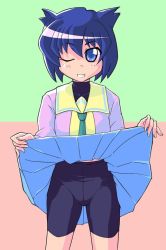 Rule 34 | 00s, 1girl, bike shorts, bike shorts under skirt, clothes lift, lifted by self, pani poni dash!, serizawa akane, shorts, shorts under skirt, skirt, skirt lift, solo, spandex