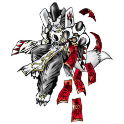 Rule 34 | blue eyes, digimon, digimon (creature), digimon world -next 0rder-, onmyouji, simple background, solo, taomon (silver), white background