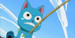 Rule 34 | angry, animated, animated gif, backpack, bag, black eyes, cat, fairy tail, happy (fairy tail), lowres, no humans, solo