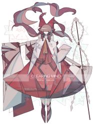 Rule 34 | 1girl, absurdres, ascot, bow, brown hair, capelet, character name, closed eyes, closed mouth, cubism, detached sleeves, gohei, hair bow, hair tubes, hakurei reimu, harano kaguyama, highres, medium hair, nontraditional miko, red bow, sidelocks, smile, standing, touhou, white background, wide sleeves, yellow ascot