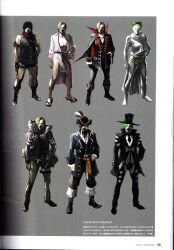 Rule 34 | alternate costume, concept art, green hair, hat, highres, japanese clothes, kimono, leon s. kennedy, official art, pirate costume, pirate hat, resident evil, resident evil 6, statue, top hat, vampire costume, variations
