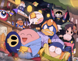 Rule 34 | :d, :o, ^ ^, adeleine, aerial fireworks, ahoge, apron, bag, bagged fish, bandana, bandana waddle dee, bendedede, bird, black kimono, black sash, blipper, blue bandana, blue eyes, blue kimono, blush, bomb, bomber (kirby), bronto burt, brown eyes, brown hair, brown kimono, bumber (kirby), chef kawasaki, clenched teeth, closed eyes, commentary, coo (kirby), cotton candy, eating, english commentary, explosion, explosive, fire, fireworks, fish, flying, food, gooey (kirby), green sash, hachimaki, hair ornament, hairclip, hand up, hanging, hanging from tree, hat, headband, highres, holding, holding fireworks, holding food, japanese clothes, kimono, kine (kirby), king dedede, kirby, kirby (series), lantern, long sleeves, market stall, mask, mask on head, matches, nago (kirby), nejiri hachimaki, nervous, night, night sky, nintendo, obi, one-eyed, open mouth, outdoors, paper lantern, parted bangs, pink sash, pitch (kirby), purple kimono, red headwear, sash, short hair, skull, sky, smile, speech bubble, star (sky), star (symbol), star block, starry sky, striped clothes, striped kimono, sweatdrop, teeth, tree, upside-down, v-shaped eyebrows, waddle doo, white apron, white headwear, wide-eyed, wide sleeves, yellow kimono, yellow sash