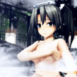 Rule 34 | 10s, 1girl, 3d, bad id, bad pixiv id, breasts, covering privates, covering breasts, highres, kantai collection, mikumikudance (medium), onsen, sierra (ws), solo, towel, towel on head, twintails, zuikaku (kancolle)