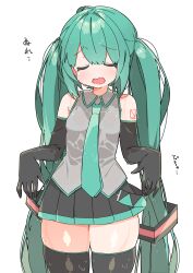 Rule 34 | absurdres, aqua hair, aqua necktie, bare shoulders, black gloves, black sleeves, boots, closed eyes, detached sleeves, dripping, elbow gloves, gloves, hatsune miku, highres, light blush, limp wrist, long hair, necktie, open mouth, shiny skin, thick thighs, thigh boots, thighhighs, thighs, twintails, uruti 2388, very long hair, vocaloid, wet, wet clothes, wet hair, zettai ryouiki