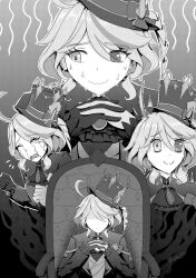Rule 34 | 1girl, ahoge, chair, coat, comic, crying, expressions, furina (genshin impact), fuza 44, genshin impact, gloves, greyscale, hat, heterochromia, highres, interlocked fingers, monochrome, nervous, open mouth, short hair, sitting, smile, solo, streaming tears, surprised, sweat, tears, wavy mouth