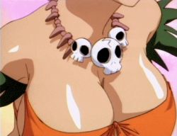 Rule 34 | 1990s (style), 1girl, animated, animated gif, bare shoulders, bouncing breasts, breasts, cleavage, close-up, female focus, head out of frame, huge breasts, jewelry, jungle de ikou, lowres, mii (jungle de ikou), necklace, solo