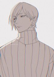 Rule 34 | 1boy, aged down, expressionless, high collar, highres, jujutsu kaisen, lips, male focus, nanami kento, nekonii, ribbed sweater, short hair, solo, sweater, upper body