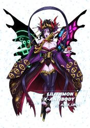 Rule 34 | 1girl, digimon, digimon (creature), female focus, highres, lilithmon, lilithmon x-antibody, looking at viewer, nail polish, solo, wings