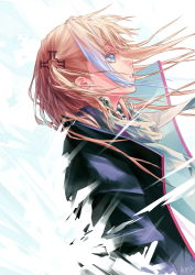 Rule 34 | 1girl, absurdres, blue eyes, dress, floating hair, fractal, from side, girls&#039; frontline, hair ornament, highres, jacket, kvro, long hair, looking afar, multicolored hair, one side up, open clothes, open jacket, parted lips, pink hair, scarf, side ponytail, sidelocks, signature, solo, st ar-15 (girls&#039; frontline), streaked hair, upper body, white dress, white scarf, wind, wind lift