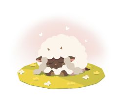 Rule 34 | :3, closed mouth, commentary, creatures (company), closed eyes, flower, game freak, gen 8 pokemon, grass, heart, lying, nintendo, no humans, on stomach, pokemon, pokemon (creature), sheep, sleeping, solo, ssalbulre, white flower, wooloo