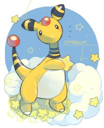 Rule 34 | ampharos, black eyes, blush, commentary request, creatures (company), full body, game freak, gen 2 pokemon, holding, looking at viewer, nintendo, no humans, pokemon, pokemon (creature), signature, solo, standing, star (symbol), tansho