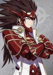 Rule 34 | 1boy, brown hair, crossed arms, fire emblem, fire emblem fates, looking at viewer, male focus, nintendo, polarityplus, ryoma (fire emblem), solo, upper body