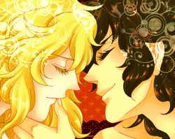 Rule 34 | 1boy, 1girl, andre grandier, black hair, blonde hair, closed eyes, colored eyelashes, couple, doily, hand on another&#039;s chin, inahachi, long hair, oscar francois de jarjayes, profile, versailles no bara