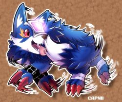 Rule 34 | belt, claws, digimon, digimon (creature), highres, loogamon, solo, tail