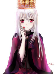 Rule 34 | 10s, 1girl, amksaoi, crown, k-project, kushina anna, long hair, red eyes, silver hair, simple background, solo, white background