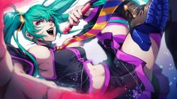 Rule 34 | 1girl, :d, absurdres, ankle boots, aqua hair, bad id, bad pixiv id, black footwear, black skirt, black sleeves, black thighhighs, boots, breasts, crop top, detached sleeves, earrings, green eyes, hatsune miku, high heel boots, high heels, highres, holding, holding microphone, jewelry, kgkgkoug, long hair, long sleeves, microphone, midriff, miniskirt, music, navel, open mouth, pleated skirt, shoe soles, singing, skirt, small breasts, smile, solo, stomach, thighhighs, twintails, very long hair, vocaloid, zettai ryouiki, zipper footwear