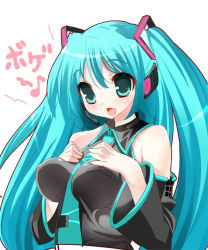 Rule 34 | 1girl, breast suppress, breasts, green hair, hatsune miku, large breasts, long hair, necktie, solo, twintails, vocaloid, youta