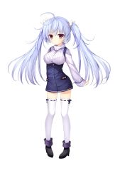 Rule 34 | 1girl, blue hair, boots, breasts, brown eyes, fujino yuki, full body, hair ornament, haruoto alice gram, high heels, highres, long hair, long sleeves, medium breasts, mitha, nanao naru, official art, solo, standing, thighhighs, transparent background, twintails, white thighhighs, zettai ryouiki