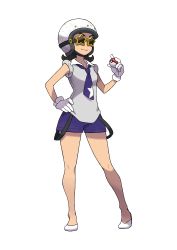 Rule 34 | 1girl, :3, absurdres, artist request, bare legs, breasts, brown hair, collar, collared shirt, creatures (company), full body, game freak, gloves, goggles, grey shirt, hand on own hip, helmet, highres, holding, holding poke ball, medium hair, motorcycle helmet, necktie, nintendo, official art, poke ball, pokemon, pokemon sv, purple necktie, purple shorts, shirt, shorts, simple background, sleeves rolled up, solo, star-shaped eyewear, star (symbol), suspenders, suspenders hanging, team star, team star grunt, transparent background, white collar, white footwear, white gloves