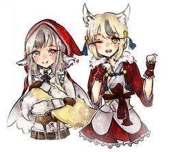 Rule 34 | 2girls, animal ears, blonde hair, blush, breasts, female focus, fire emblem, fire emblem fates, holding another&#039;s tail, long hair, mimasho, multiple girls, nintendo, selkie (fire emblem), smile, tail, velouria (fire emblem), white hair, yuri