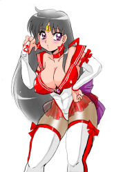 Rule 34 | 1990s (style), 1girl, bare shoulders, bishoujo senshi sailor moon, breasts, collarbone, covered erect nipples, hino rei, large breasts, leotard, looking at viewer, retro artstyle, sailor collar, sailor mars, solo, tagme, takeshi aono, white background