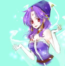 Rule 34 | 1girl, bad id, bad twitter id, breasts, celine jules, cleavage, commentary request, earrings, gloves, hat, heart, highres, jewelry, long hair, purple hair, smile, solo, star ocean, star ocean the second story, tattoo