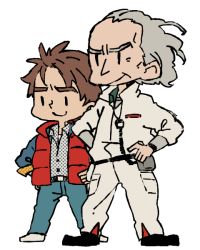 Rule 34 | back to the future, brown hair, chibi, emmett brown, grey hair, marty mcfly, tagme