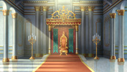 Rule 34 | candelabra, candle, candlestand, commentary request, day, indoors, no humans, original, pillow, red carpet, reflective floor, scenery, stairs, stone stairs, suishougensou, sunlight, throne, throne room