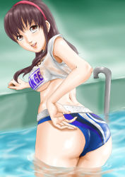 Rule 34 | 1girl, absurdres, ass, breasts, dead or alive, highres, hitomi (doa), large breasts, pool, shiten&#039;nou (artist), smile, solo, tecmo, wet