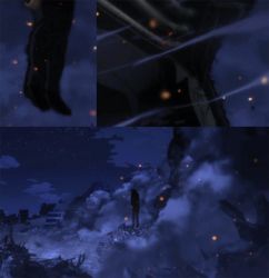 Rule 34 | 10s, 1boy, all for one (boku no hero academia), animated, animated gif, boku no hero academia, close-up, destruction, floating, formal, levitation, male focus, mask, night, solo, suit, wind