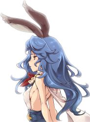 Rule 34 | 10s, 1girl, animal ears, backless outfit, bare shoulders, blue eyes, breasts, erune, ferry (granblue fantasy), from side, granblue fantasy, long hair, profile, rabbit ears, sideboob, simple background, sleeveless, small breasts, solo, thomasz, white background, yellow eyes