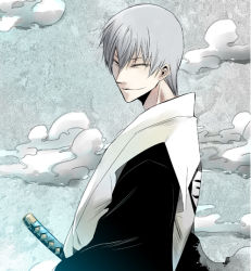 Rule 34 | 1boy, bleach, cloud, ichimaru gin, katana, male focus, silver hair, smile, solo, sword, weapon