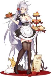 Rule 34 | 1girl, ahoge, animal ears, apron, ark order, artist request, back bow, black bow, black bowtie, black dress, black footwear, bow, bowtie, breasts, cake, chiron (ark order), cup, dress, fake animal ears, flower, food, frilled apron, frilled dress, frills, fruit, full body, garter straps, glasses, hair flower, hair ornament, high heels, holding, holding tray, large breasts, long hair, maid, maid headdress, mole, mole under eye, muffin, official art, one eye closed, rabbit, rabbit ears, red flower, red rose, rose, shoes, sidelocks, silver hair, solo, strawberry, tachi-e, teacup, teapot, thighhighs, tiered tray, transparent background, tray, very long hair, waist apron, white apron, white bow, wrist cuffs, yellow eyes, zettai ryouiki