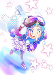 Rule 34 | + +, 1girl, blue hair, blue pantyhose, bottle, braid, chuuta (+14), goggles, goggles on head, hat, ice skates, leg up, mittens, multicolored eyes, open mouth, original, outstretched arms, pantyhose, patterned, pom pom (clothes), scarf, skates, skating, snot, solo, spread arms, star (symbol), striped clothes, striped pantyhose, twin braids, winter clothes