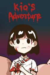 Rule 34 | blood, blood on clothes, blood on face, blood on hands, bob cut, brown hair, cover, kio&#039;s adventure, official art, promotional art, school uniform, video game cover