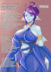 Rule 34 | blue skin, breasts, colored skin, dragon quest, dragon quest x, highres, large breasts, s.yoshida (nouskjp), self-upload, tagme, weddie (dq10)