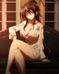 Rule 34 | 10s, 1girl, absurdres, black hair, breasts, high school dxd, highres, himejima akeno, large breasts, long hair, purple eyes, screencap, sitting, smile, solo, stitched, third-party edit, transparent, wet