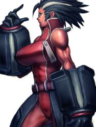 Rule 34 | 1girl, arc system works, black hair, blazblue, blazblue: calamity trigger, breasts, fang, fangs, fumio (rsqkr), gender request, genderswap, glasses, gloves, iron tager, large breasts, muscular, muscular female, solo