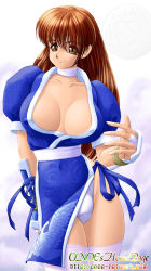 Rule 34 | 1girl, breasts, brown hair, collar, dead or alive, huge breasts, kasumi (doa), large breasts, onoe, panties, pelvic curtain, solo, tecmo, thighhighs, underwear