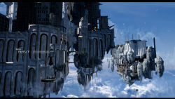Rule 34 | above clouds, animal, architecture, artist name, bird, blue sky, building, cloud, cloudy sky, commentary request, day, fantasy, floating island, highres, letterboxed, no humans, outdoors, pixiv fantasia, pixiv fantasia last saga, scenery, sky, swd3e2