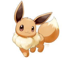 Rule 34 | :3, brown eyes, closed mouth, creatures (company), eevee, full body, game freak, gen 1 pokemon, highres, mimix, nintendo, no humans, pokemon, pokemon (creature), signature, simple background, white background