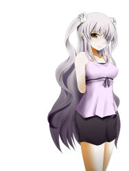 Rule 34 | 00s, 1girl, arms behind back, barasuishou, brown eyes, chemical-x, eyepatch, long hair, aged up, pencil skirt, rozen maiden, silver hair, skirt, smile, solo, tank top, very long hair