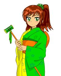 Rule 34 | banhammer-tan, brown hair, hammer, iichan.ru, japanese clothes, kimono, mascot, ru-chans, wakaba sprout
