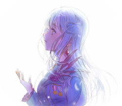 Rule 34 | 1girl, backlighting, bad id, bad pixiv id, badge, bang dream!, commentary request, corsage, earrings, feathers, flower, frilled sleeves, frills, from side, grey hair, hair ornament, hand up, highres, jewelry, long hair, long sleeves, minato yukina, mixed media, parted lips, solo, upper body, white background, yellow eyes, yuyuyugoonn