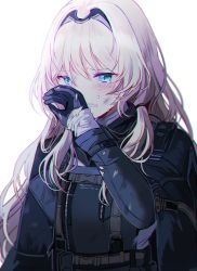 Rule 34 | 1girl, an-94 (girls&#039; frontline), blue eyes, blush, crying, crying with eyes open, dirty, dirty face, girls&#039; frontline, gloves, hairband, jacket, long hair, long sleeves, sidelocks, silence girl, silver hair, strap, tears, uniform, very long hair