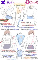 Rule 34 | 1girl, breasts, brown hair, collared shirt, commentary, english commentary, english text, guide, highres, how to, long sleeves, medium breasts, multiple views, original, pants, shirt, short hair, yoshimura takuya