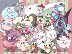 Rule 34 | ;d, alcremie, aromatisse, carbink, claws, clefairy, closed eyes, commentary request, creatures (company), dedenne, floette, game freak, gardevoir, gen 1 pokemon, gen 2 pokemon, gen 3 pokemon, gen 4 pokemon, gen 5 pokemon, gen 6 pokemon, gen 7 pokemon, gen 8 pokemon, green eyes, hatterene, highres, impidimp, jigglypuff, klefki, legendary pokemon, looking at viewer, marill, mawile, mimikyu, morelull, nintendo, one eye closed, open mouth, pokemon, pokemon (creature), ribombee, shabana may, smile, star (symbol), swirlix, sylveon, tapu fini, toes, togekiss, whimsicott